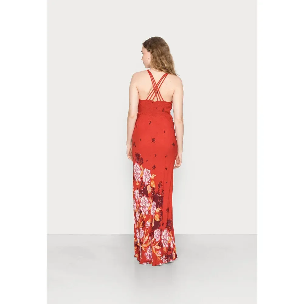 Free People Women's Scarlet Combo Floral Get To You Smocked Maxi Dress Size XL - Picture 2 of 6